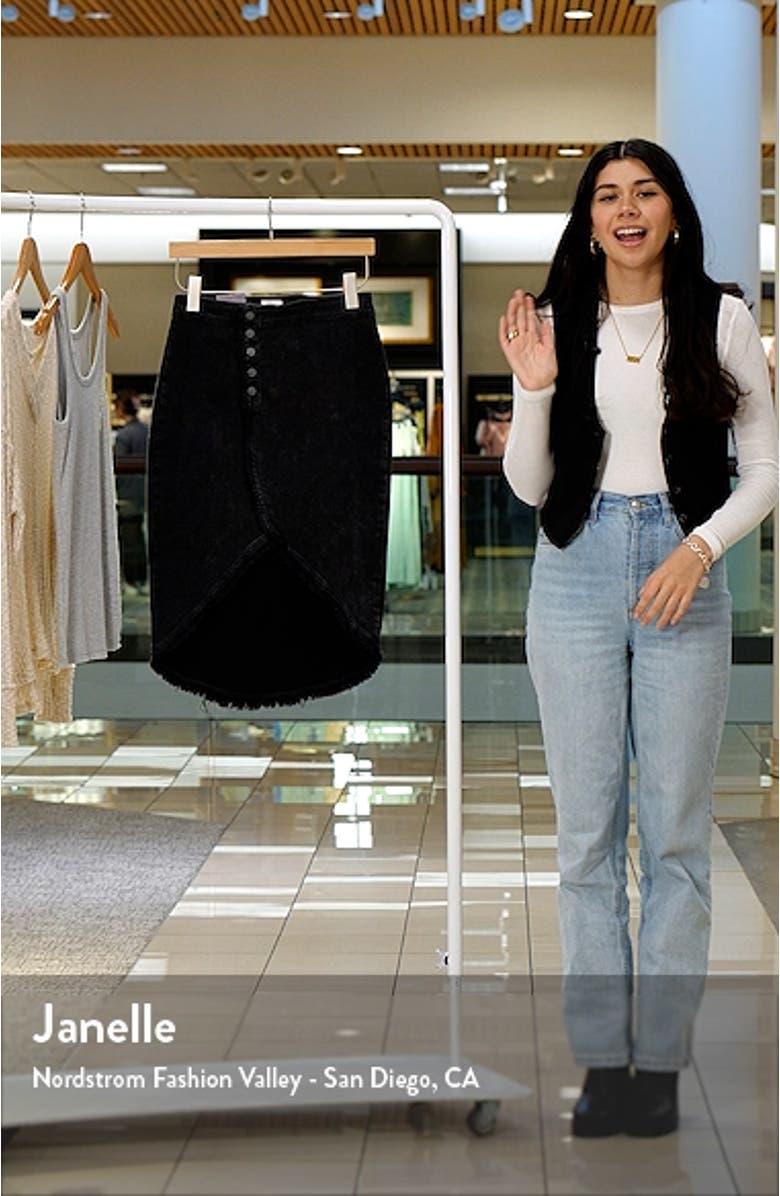 Button Front Denim Faux Wrap Skirt, sales video thumbnail