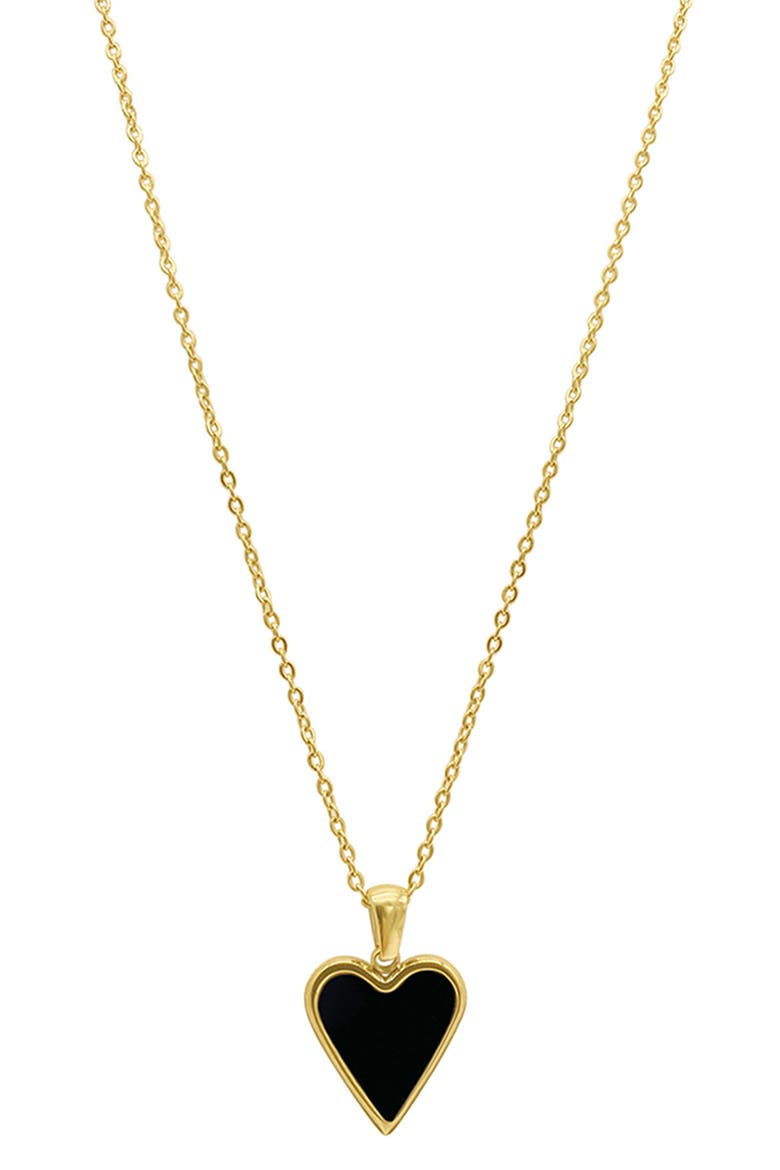 Water Resistant Enamel Heart Necklace, Main, color, BLACK