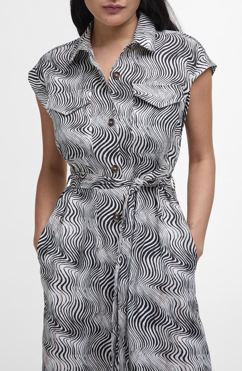 Barbour Romy Cap Sleeve Maxi Shirtdress, Alternate, color, Monochrome Print