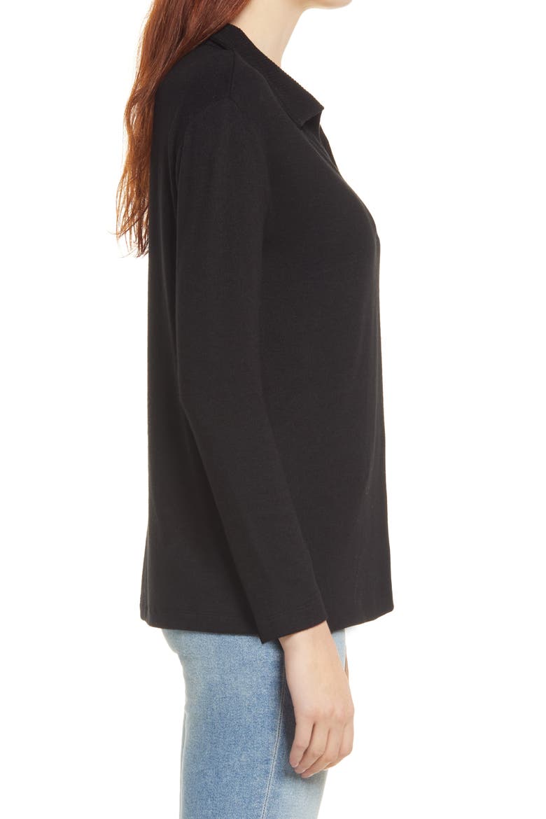 Long Sleeve Knit Polo, Alternate, color, BLACK