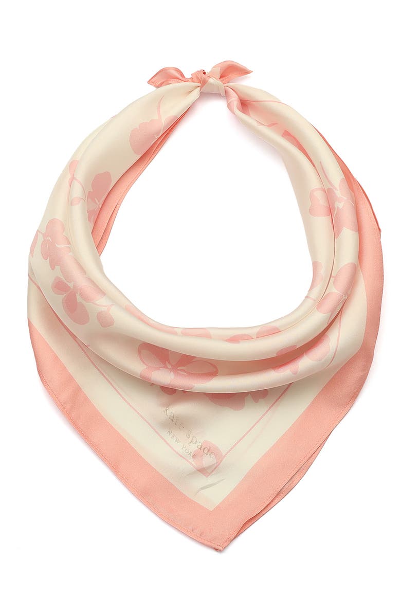 Kate Spade New York spring pansies silk bandana, Alternate, color, 
