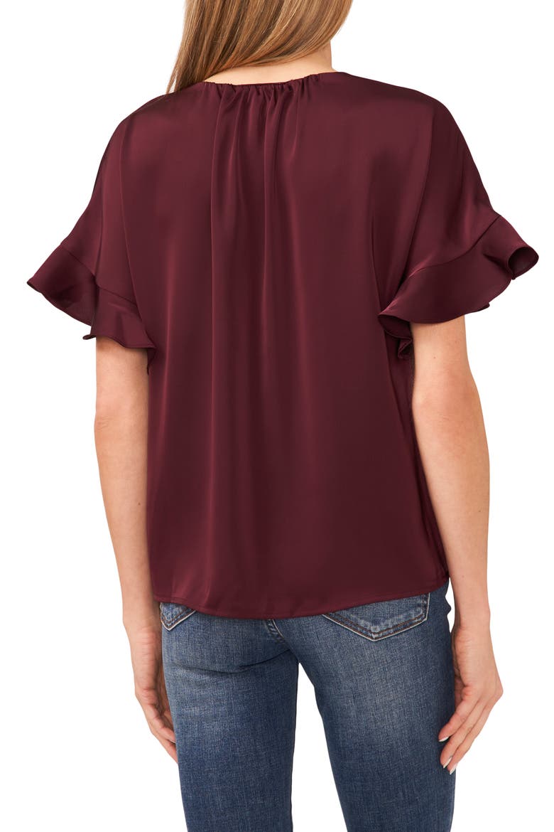 Flutter Sleeve Top, Alternate, color, RICH CABERNET
