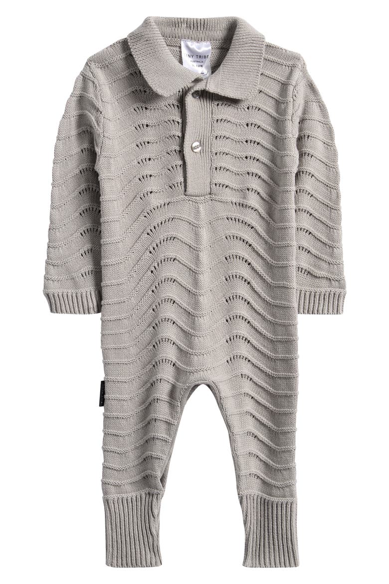 Cotton Pointelle Romper, Main, color, GREY
