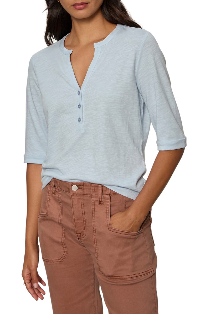 Sanctuary Rolled Sleeve V-Neck T-Shirt, Alternate, color, Blue Aura