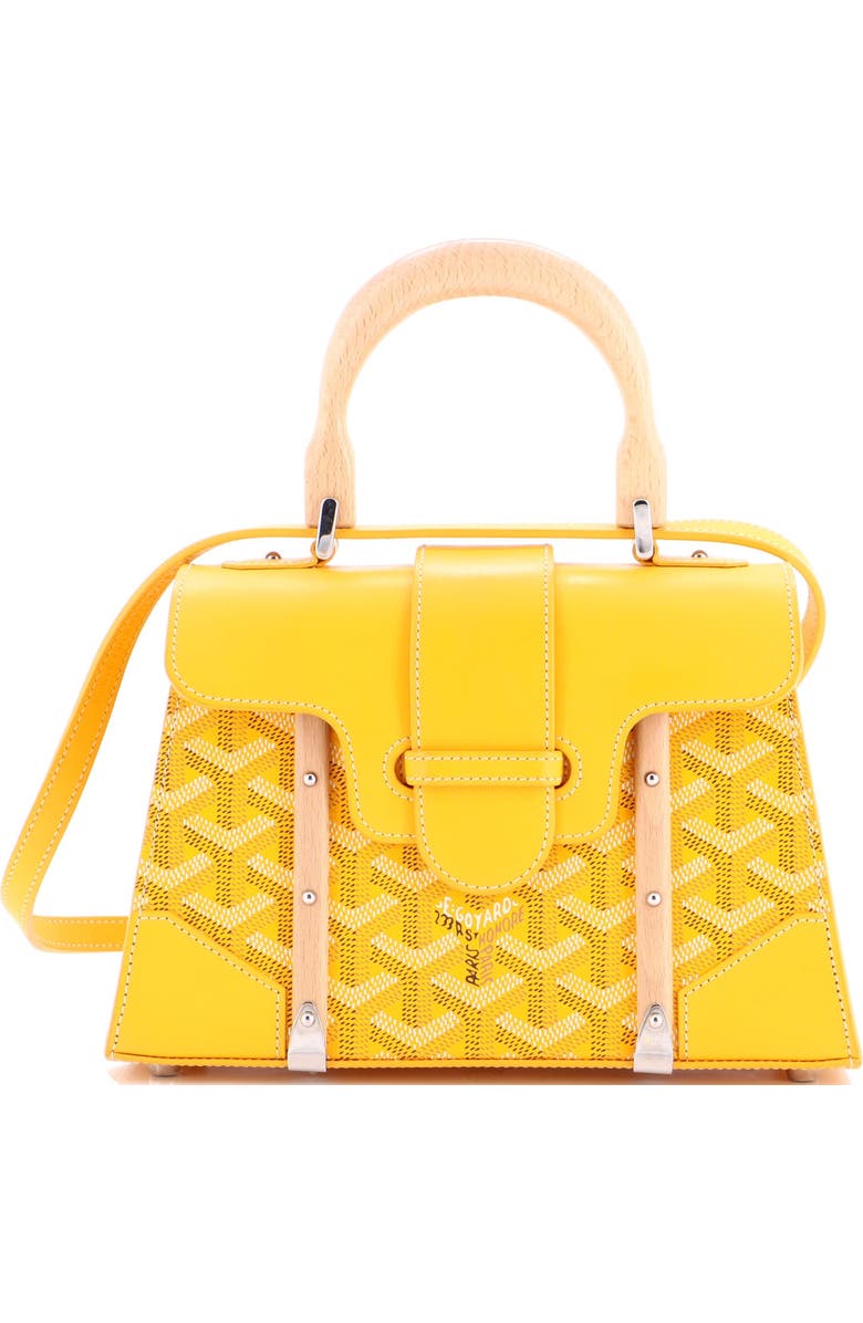 Pre-Owned Goyard Structured Saigon Top Handle Bag Coated Canvas with Leather Mini, Main, color, Yellow