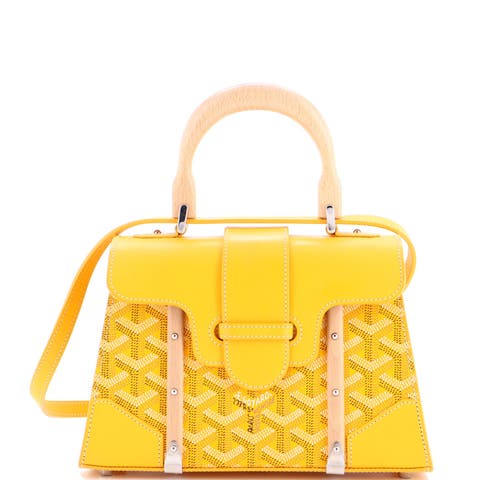 Structured Saigon Top Handle Bag Coated Canvas with Leather Mini