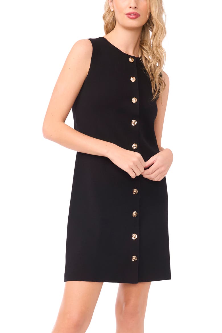 Lois Sleeveless Button-Up Minidress, Alternate, color, RICH BLACK