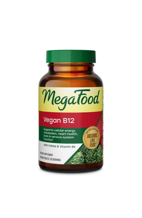 Vegan Vitamin B12 with Vitamin B6, B12 and Folic Acid for Women and Men, 30 Mini Tablets