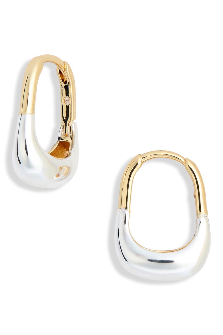 Demi Fine Two-Tone U Hoop Earrings, Main, color, GOLD- SILVER