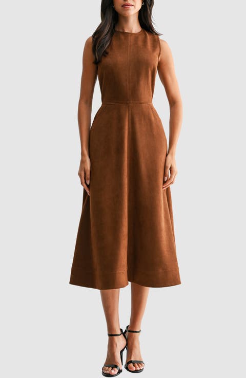 Faux Suede A-Line Dress