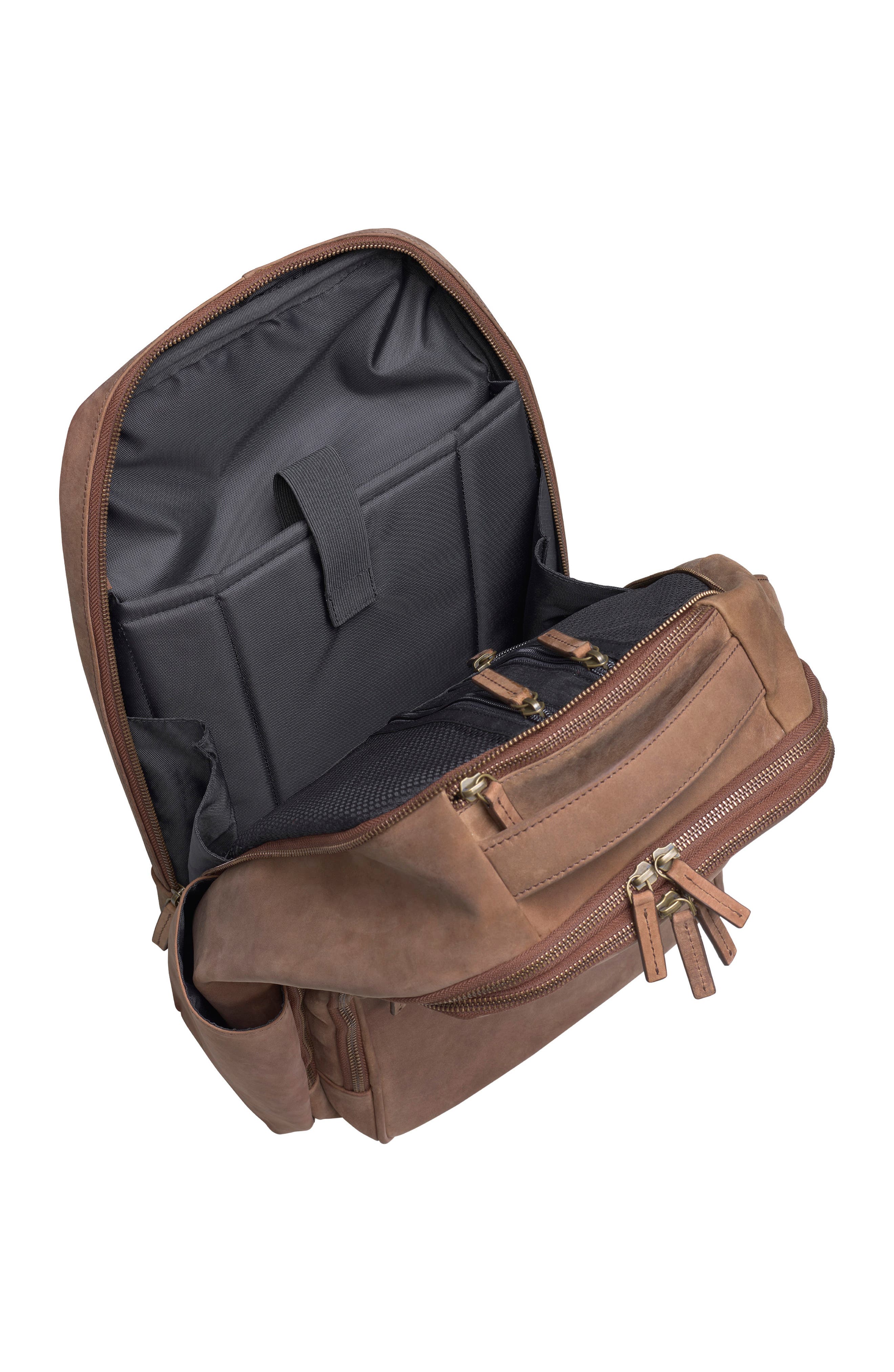 Johnston & Murphy Leather Backpack, Alternate, color, 