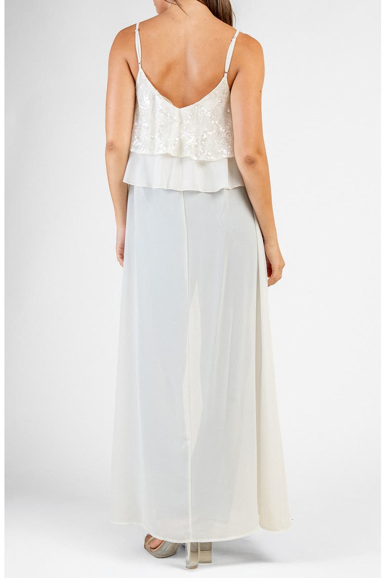 Sequined Chiffon Ruffle Duster, Main, color, IVORY