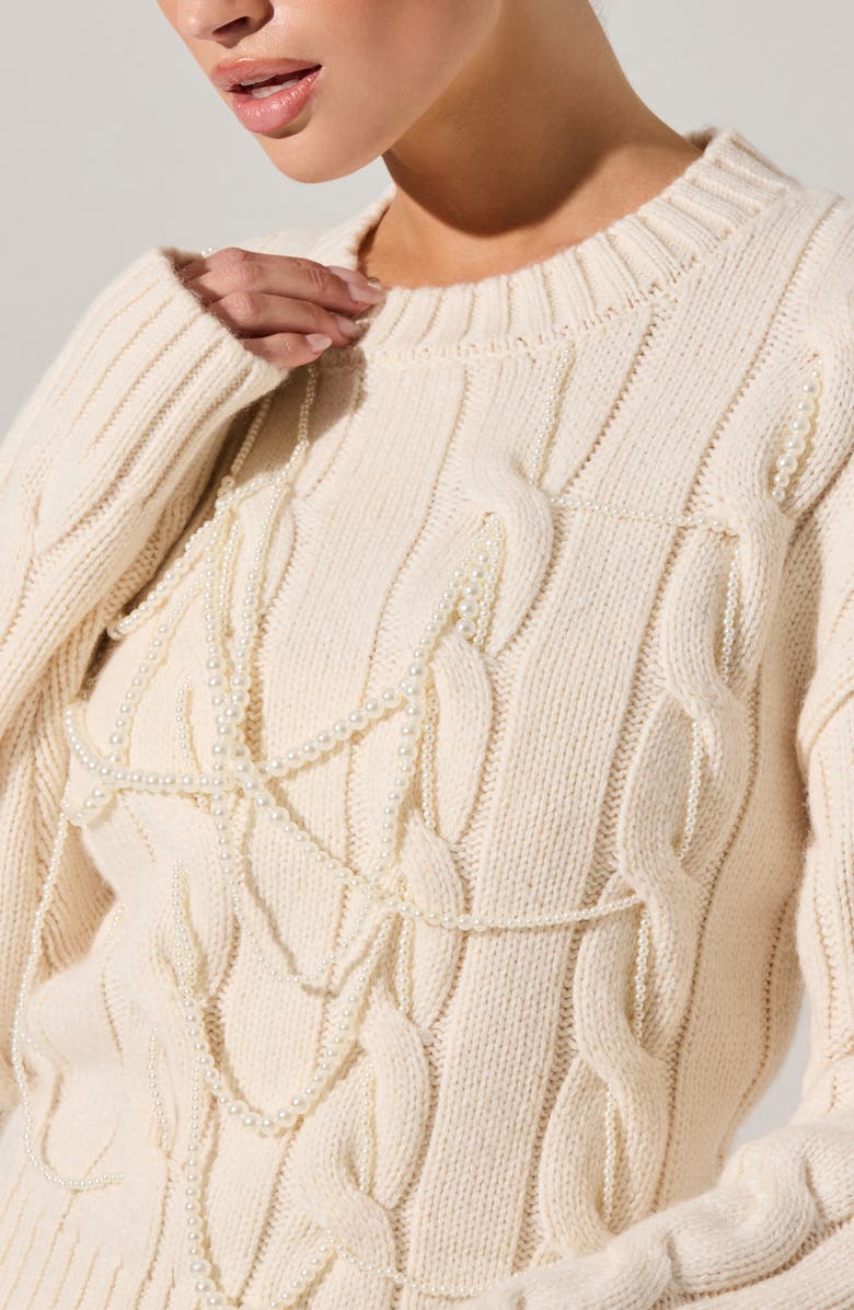 ASTR the Label Pennina Cable Sweater, Alternate, color, Cream