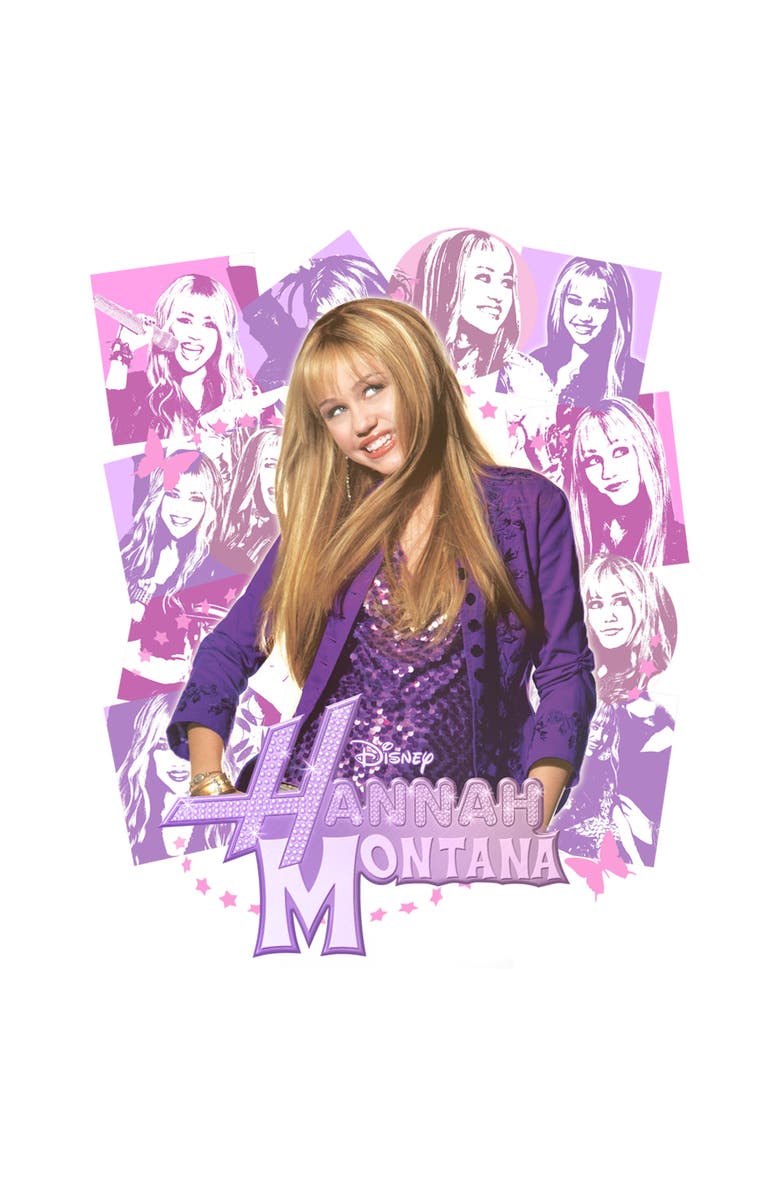 Hannah Montana Men's Hannah Montana Teen Star Collage Graphic T-Shirt, Alternate, color, White