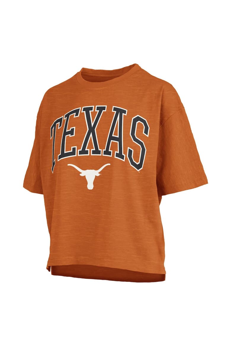 Women's Pressbox Texas Orange Texas Longhorns Nelson Arch Over Logo Waist Length Oversized Slub T-Shirt, Alternate, color, Burnt Orange