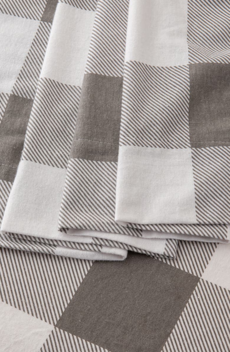 Woven & Weft Turkish Cotton Flannel Plaid Sheet Set, Alternate, color, Buffalo Check - Grey