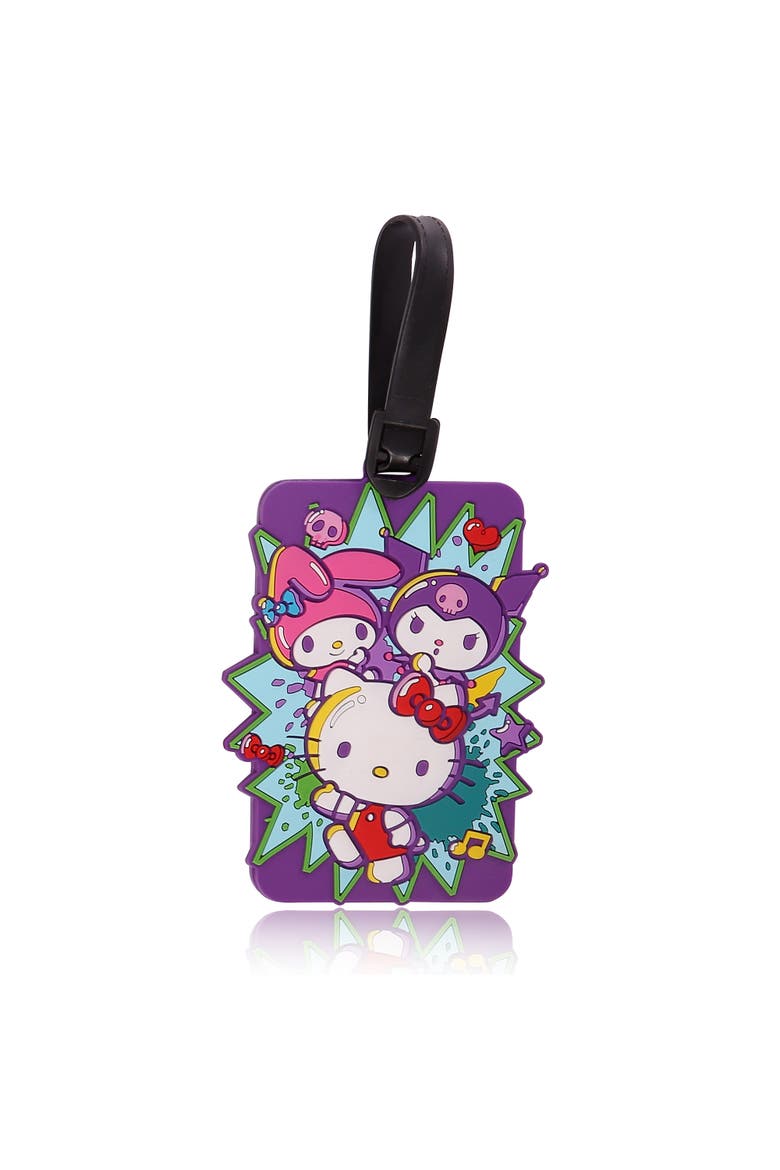 4-Piece Luggage Tag Set, Alternate, color, purple, pink, red