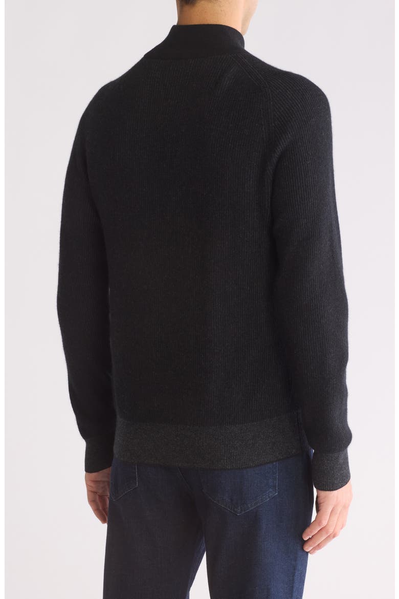 Rib Cashmere Mock Neck Sweater, Alternate, color, BLKGY