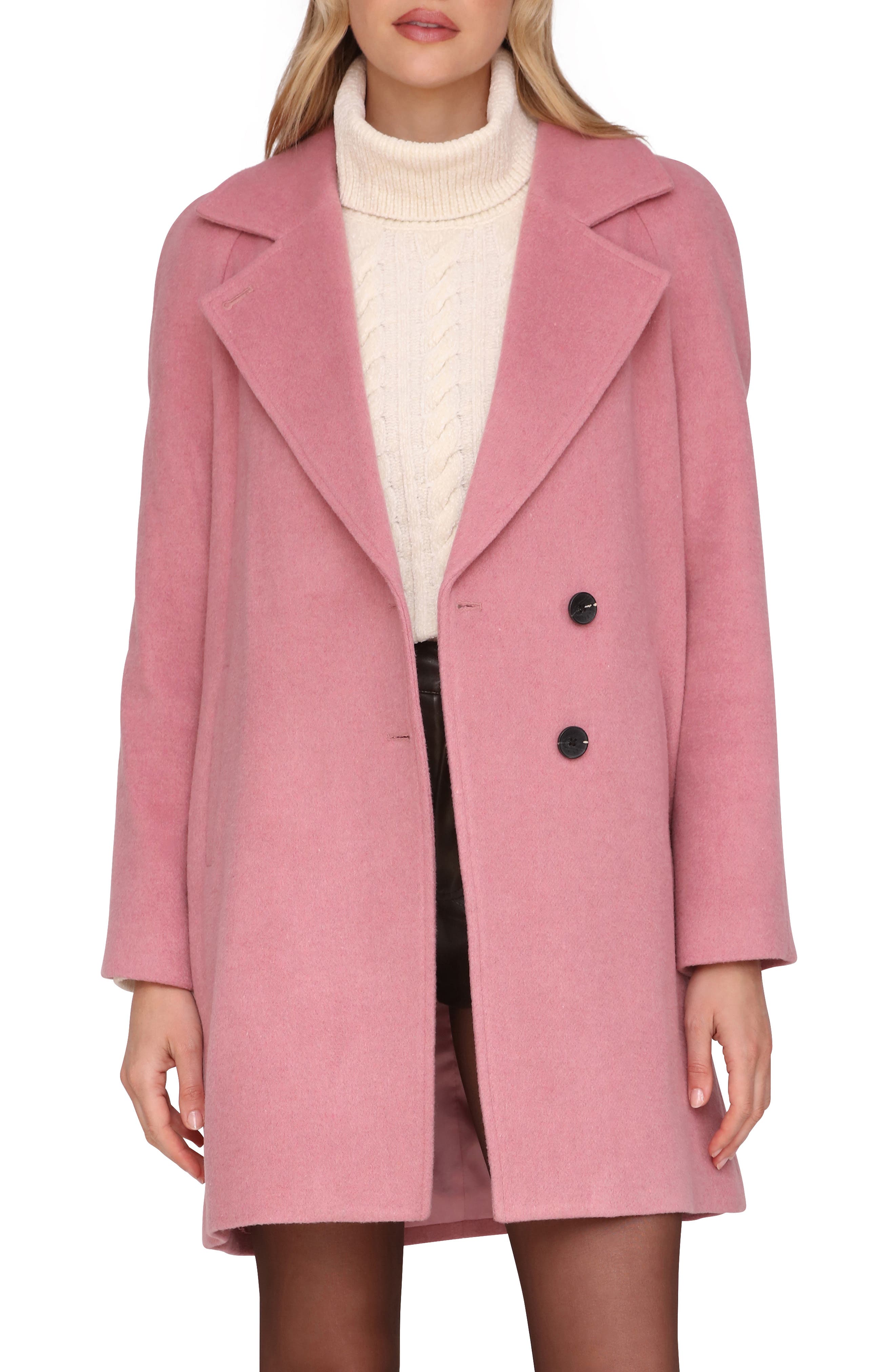 Avec Les Filles Walker Notch Lapel Coat in Wilted Rose 