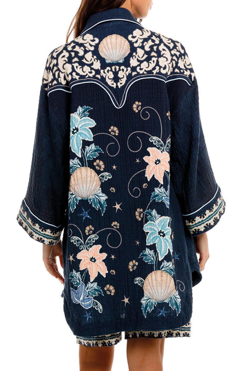 Agua Bendita The Chrissy Long Sleeve Cover-Up Shirt, Alternate, color, Blue