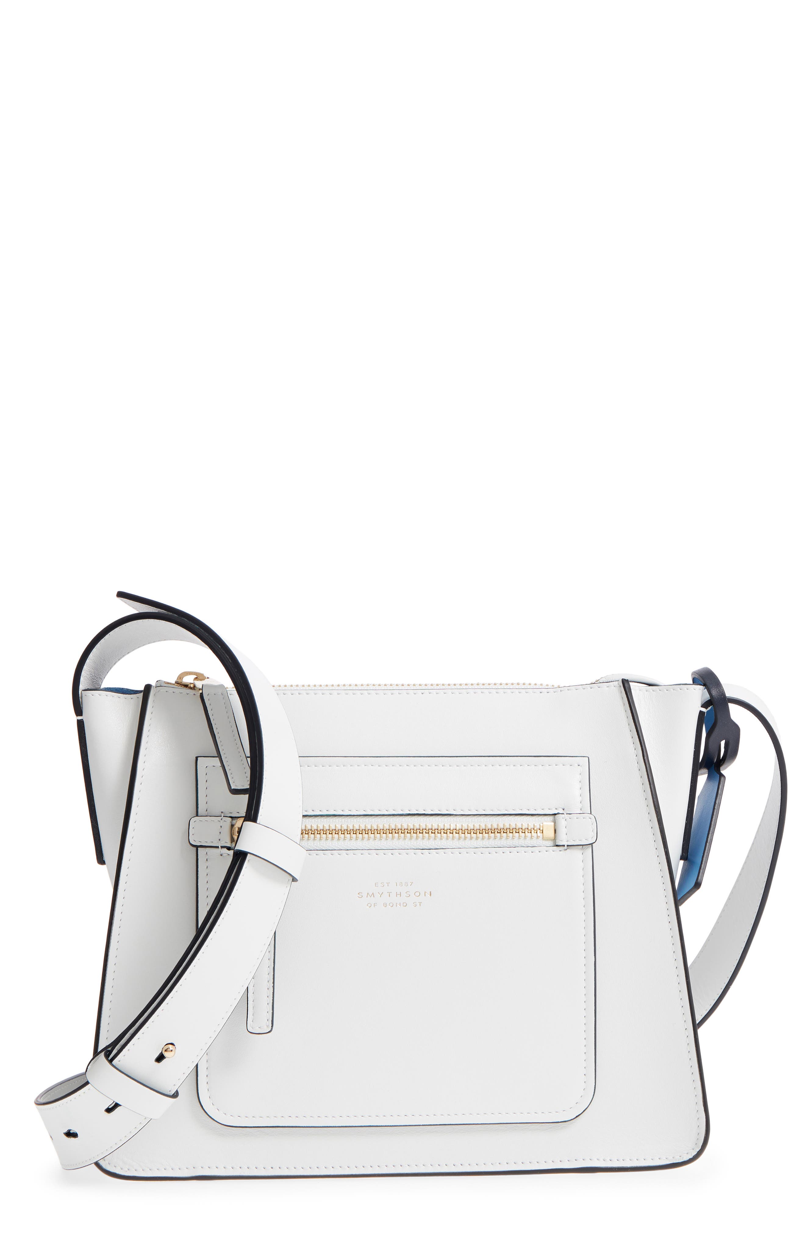 Smythson Bond Leather Crossbody Bag, Main, color, 