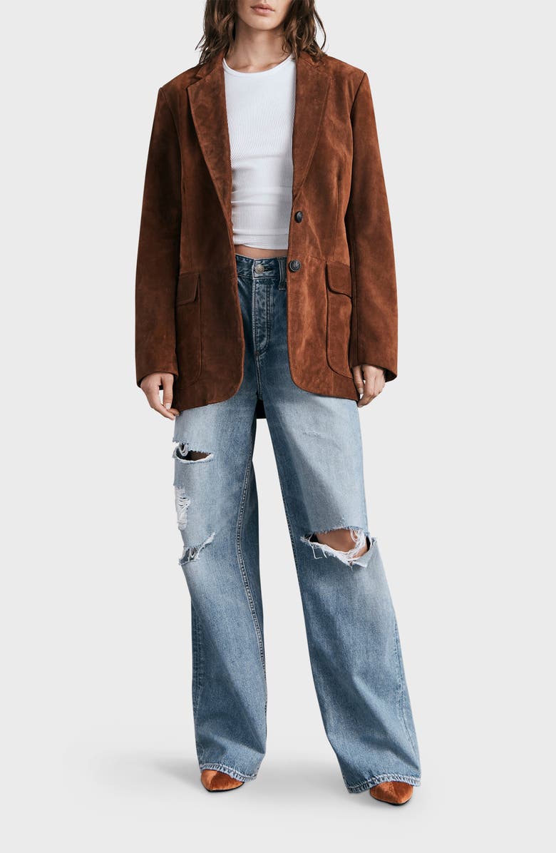 rag & bone Logan Ripped High Waist Wide Leg Jeans, Alternate, color, Vandam