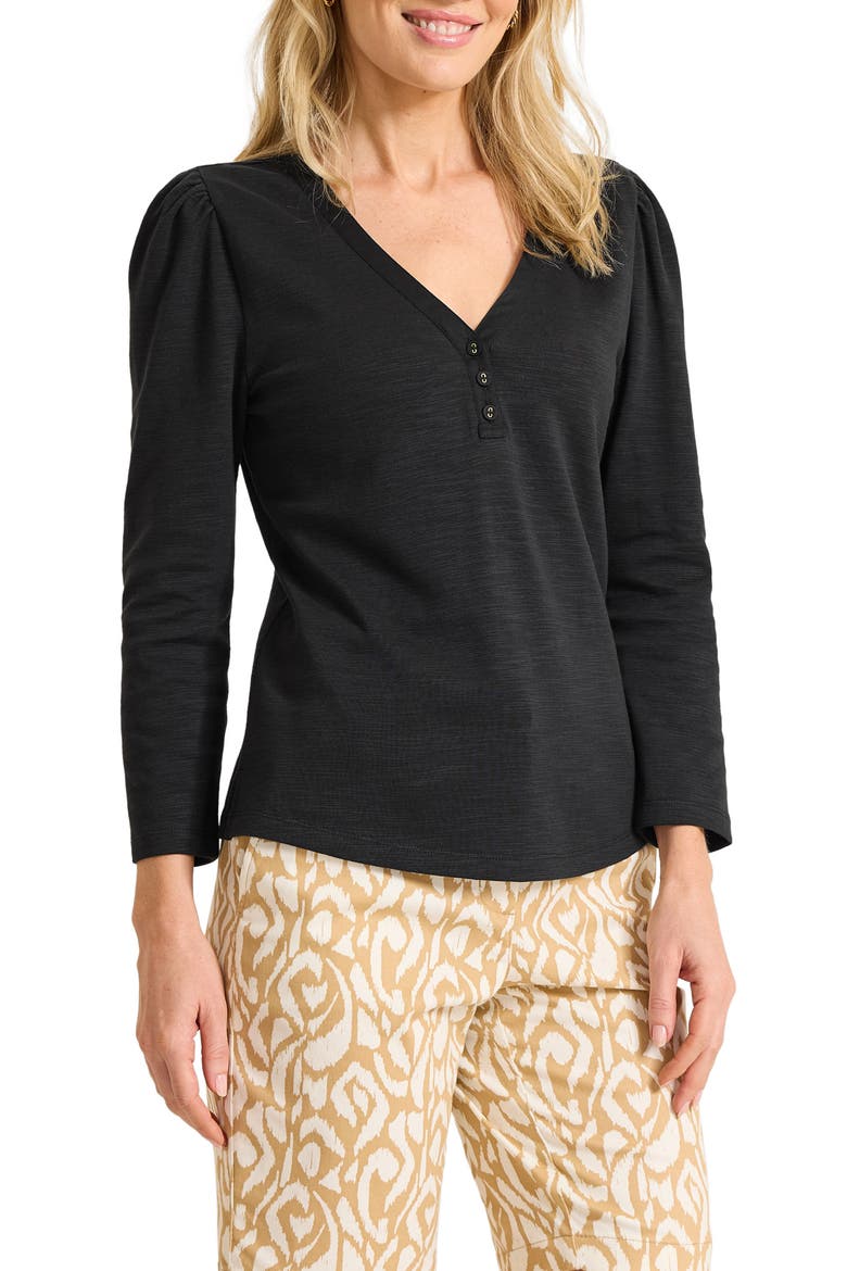 Ashby Stretch Cotton Slub Henley Top, Alternate, color, BLACK