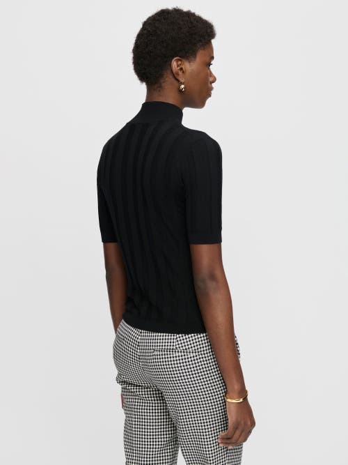 Callas Milano Jordyn Short Sleeve Mockneck Sweater In Black