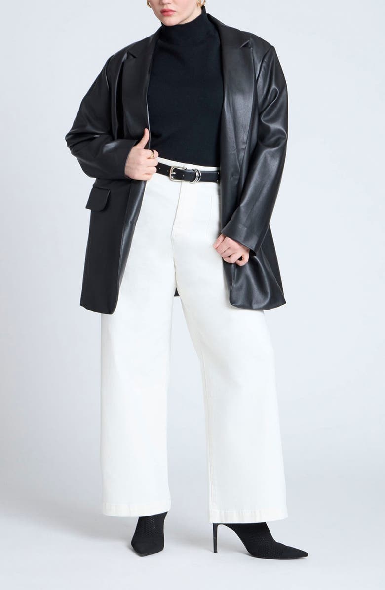 ELOQUII The Trouser Patch Pocket Wide Leg Jeans, Alternate, color, 