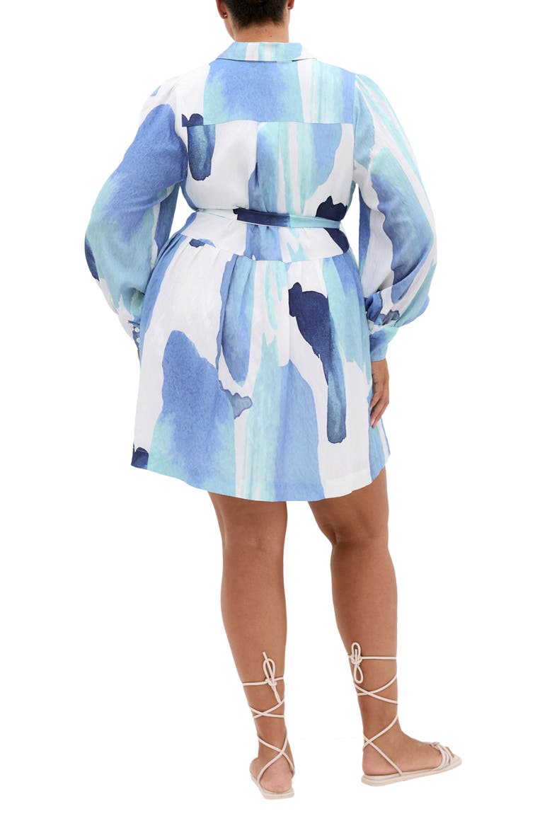 Ezra Tie Waist Long Sleeve Minidress, Alternate, color, TRANQUIL
