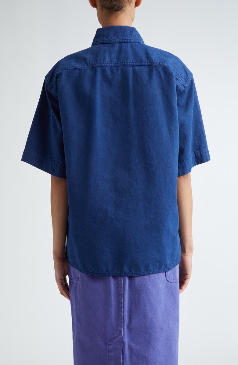 Max Mara Gabriel Short Sleeve Oversize Cotton Canvas Shirt, Alternate, color,