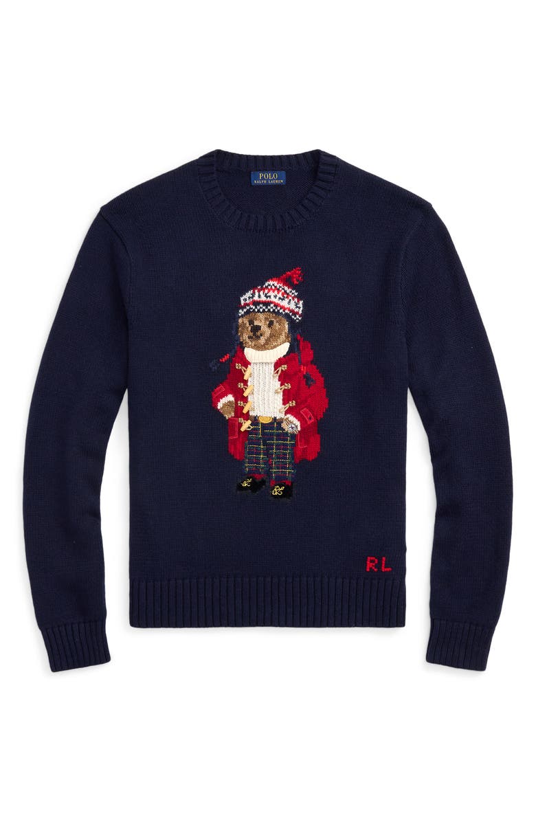 Polo Ralph Lauren Bear Intarsia Cotton & Cashmere Sweater, Alternate, color,