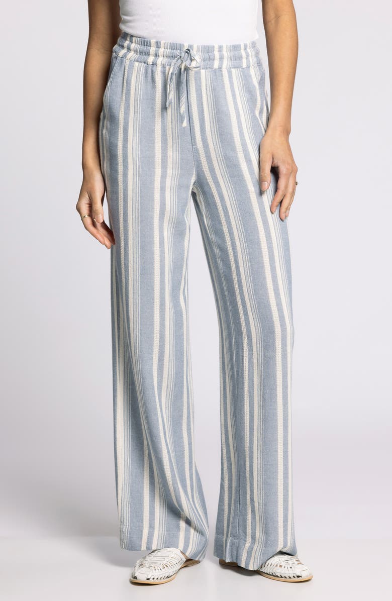 Thread & Supply Benny Tie Waist Wide Leg Pants, Main, color, Ivory Blue