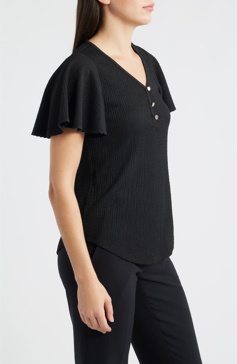 AK ANNE KLEIN Short Flutter Sleeve Top, Alternate, color, Anne Black