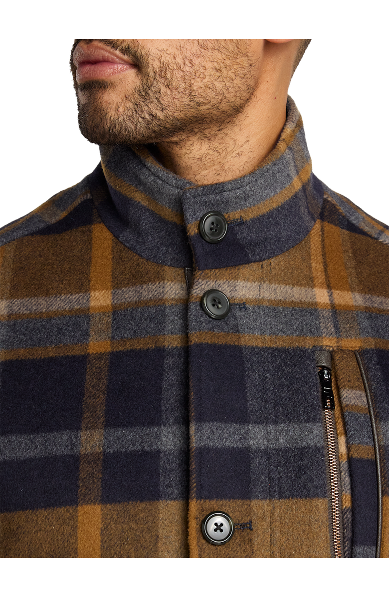 Paul Fredrick Wool Blend Plaid Carcoat, Alternate, color, Tan/Blue