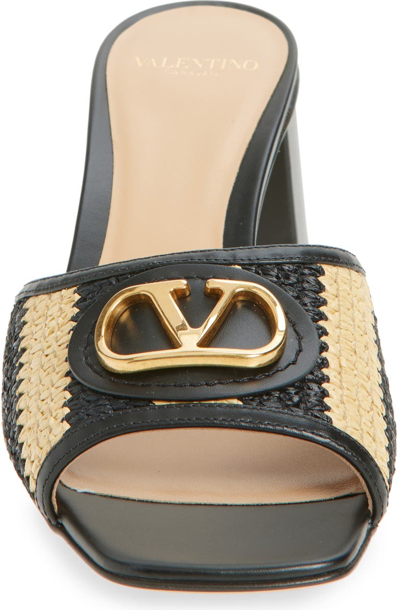 Valentino Garavani VLOGO Slide Sandal, Alternate, color, Natural/ Black
