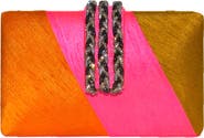 Simitri Diagonal Color Block Braided Fringe Clutch