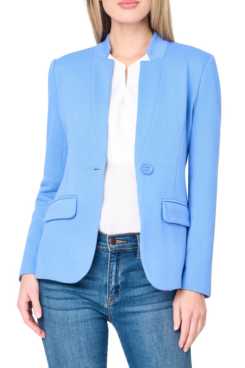 Inverted Notch Collar Cotton Blend Knit Blazer, Main, color, BRIGHT BLUE