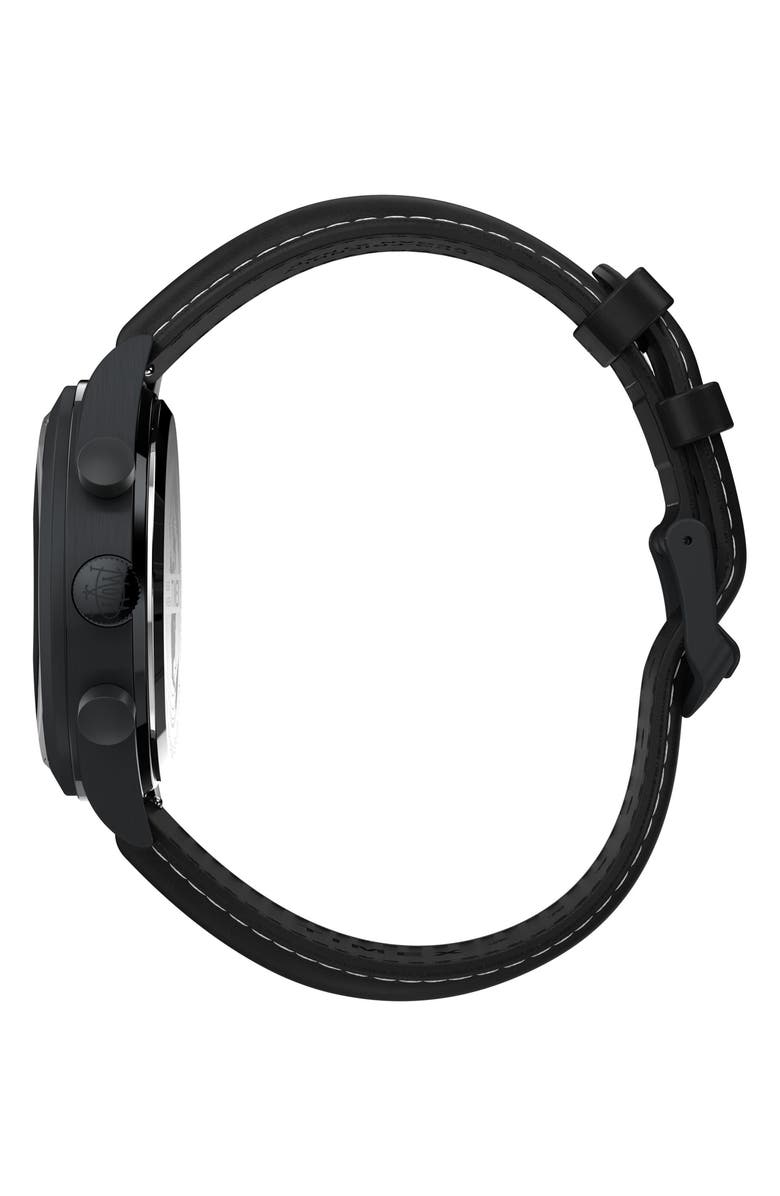 Timex<sup>®</sup> Waterbury Traditional Fly Back Chronograph Leather Strap Watch, 43mm, Alternate, color, 