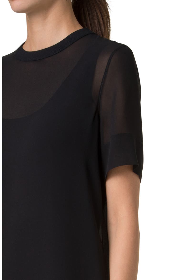 Sheer Silk Georgette Shift Dress, Alternate, color, BLACK