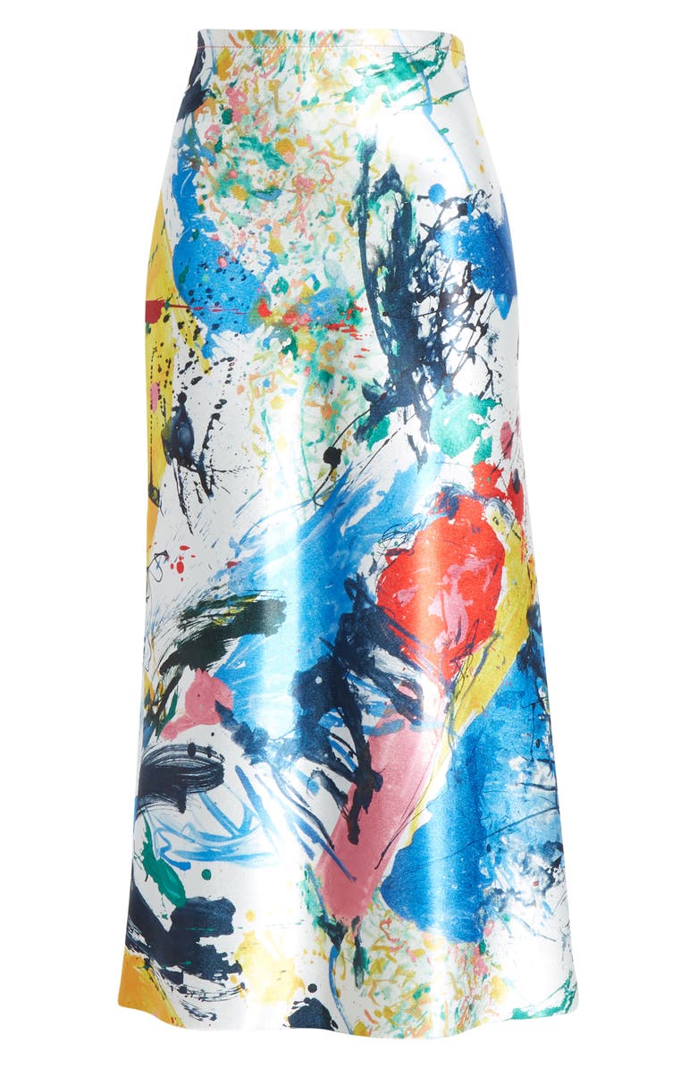 Sies Marjan Paint Print Satin Midi Skirt, Alternate, color, 