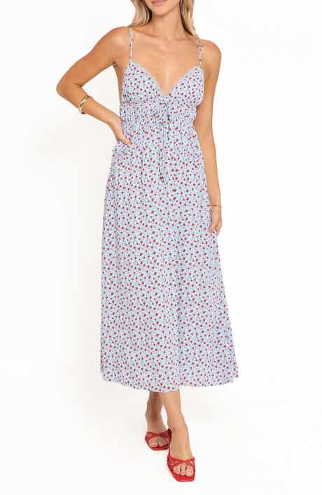 Freesia Ditsy Floral Deep V-Neck Midi Dress