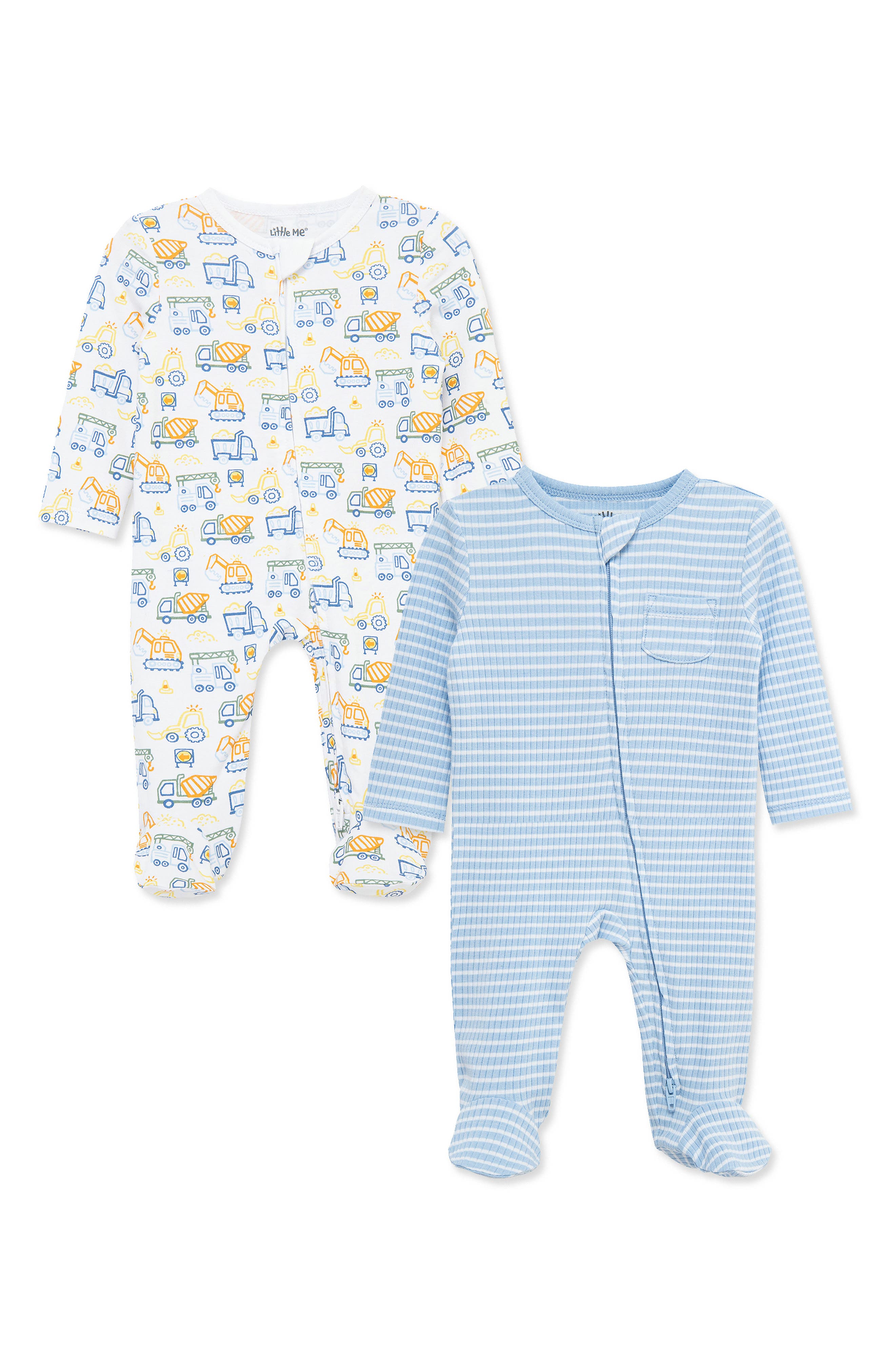 Little Me Babies'  Trucks Pack Of 2 Footies In Blue