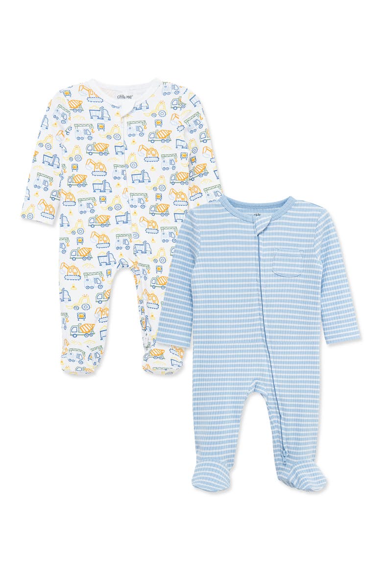 Trucks & Stripes 2-Pack Stretch Viscose Footie Set, Main, color, BLUE