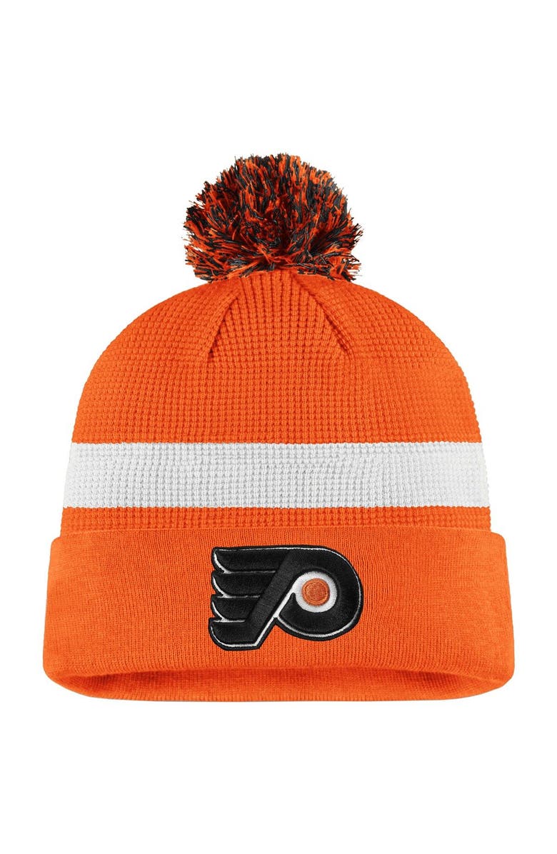 FANATICS Men's Fanatics Branded Orange/White Philadelphia Flyers 2020 NHL Draft Authentic Pro Cuffed Pom Knit Hat, Main, color, Orange
