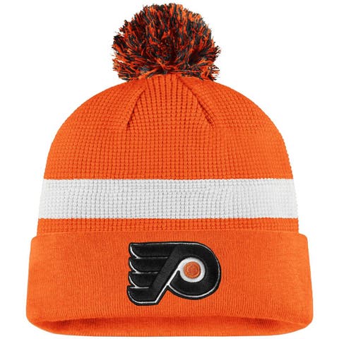 Men's Fanatics Branded Orange/White Philadelphia Flyers 2020 NHL Draft Authentic Pro Cuffed Pom Knit Hat