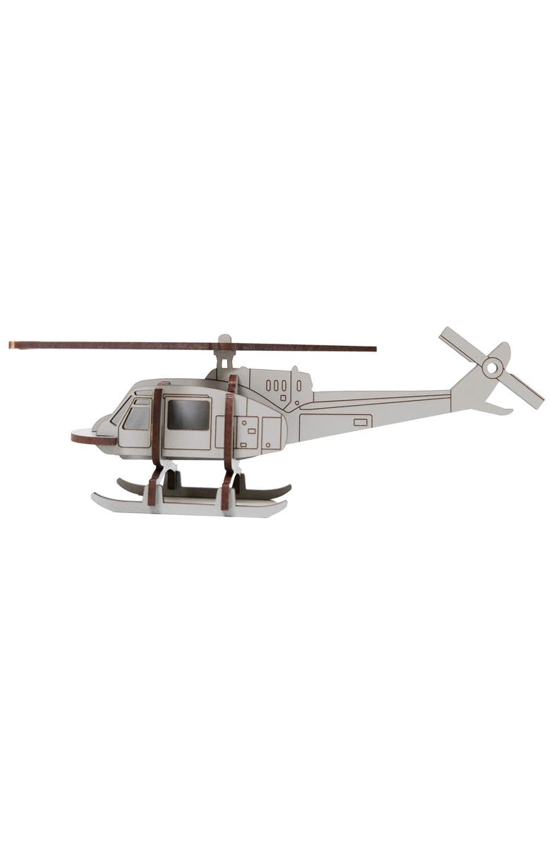 Little & Wood Woodlet Helicopter 3D Wooden Puzzle Kit, Ages 6+, Alternate, color, Multicolored