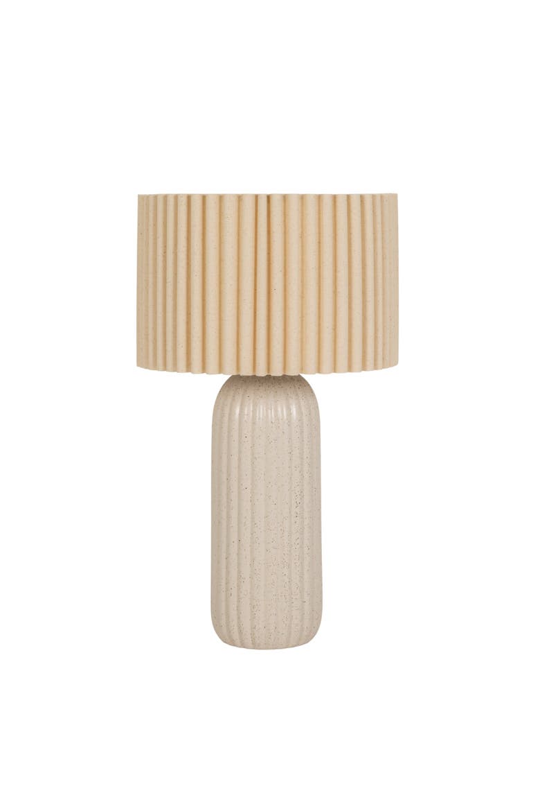 Table Lamp with Ribbed Shade, Alternate, color, White