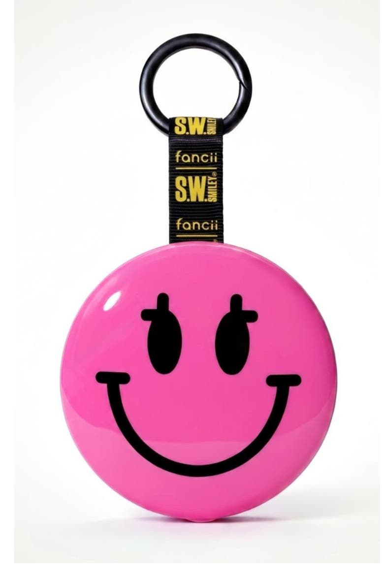 x S.W. Smiley Bag Charm Mirror, Main, color, Pink