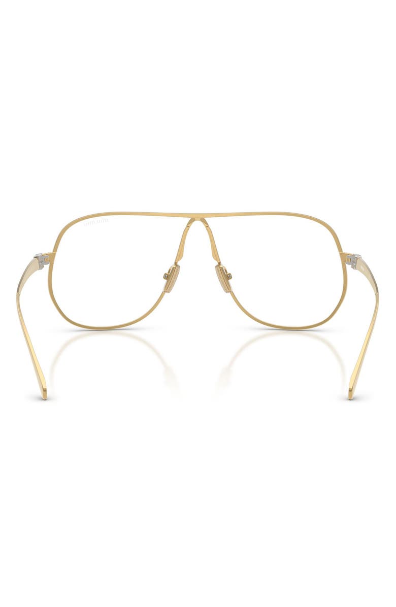 Miu Miu 66mm Oversize Pilot Blue Light Glasses, Alternate, color, Gold / Clear Blue Light Filter